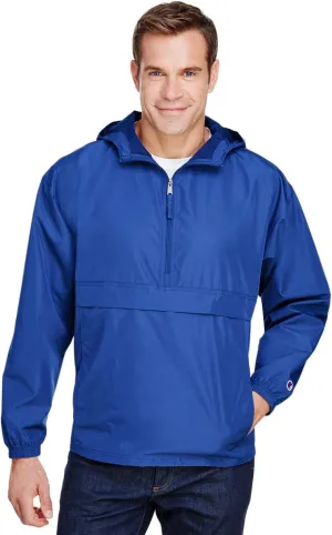 Champion Men's Anorak Jacket with Hood, Lightweight Water-Resistant Packable Nylon Hooded Jacket for Men, Iconic 'C' Logo
