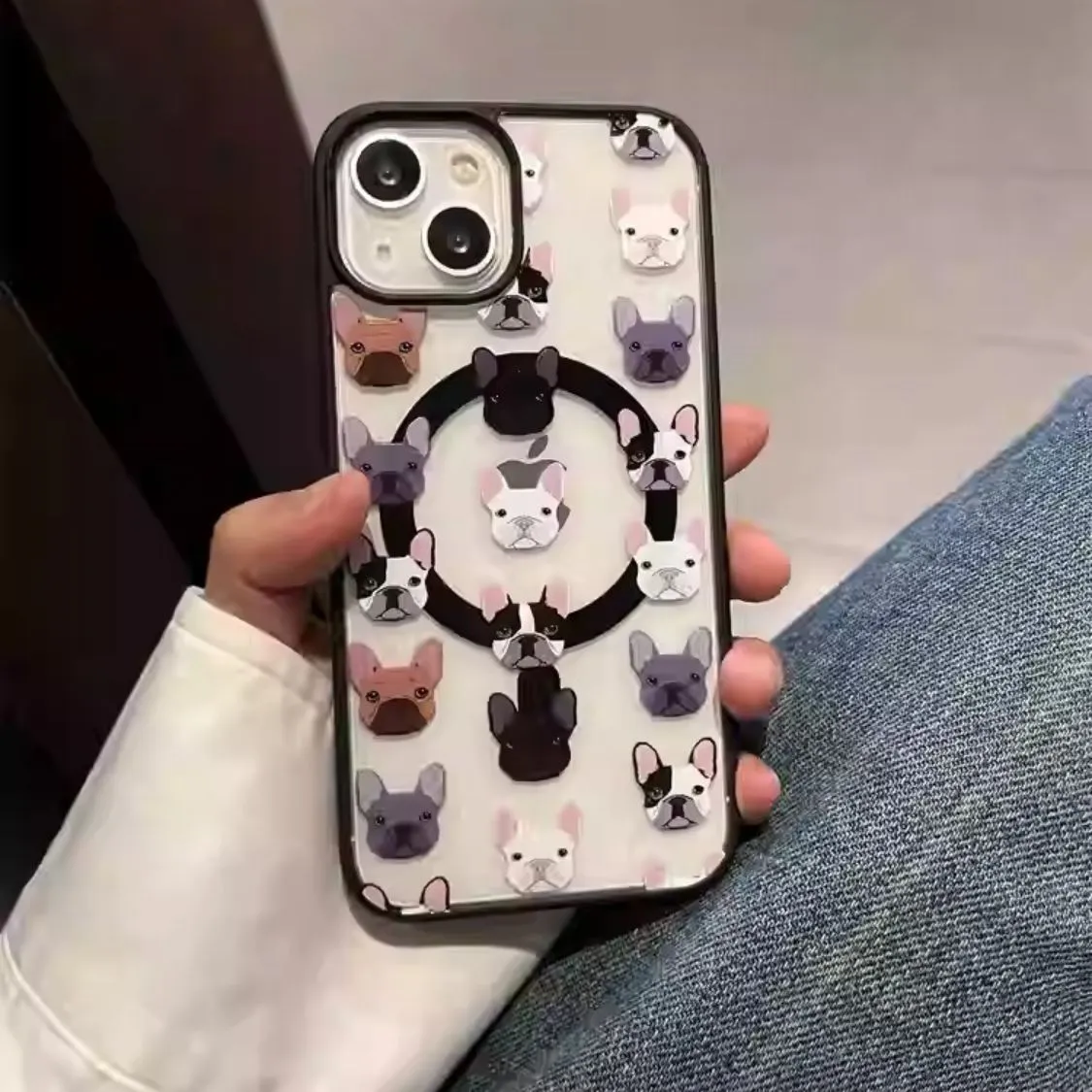 Charming French Bulldog iPhone Case - Multi-Color Puppies Design