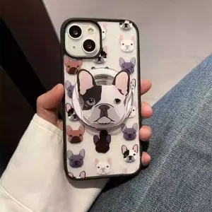 Charming French Bulldog iPhone Case - Multi-Color Puppies Design