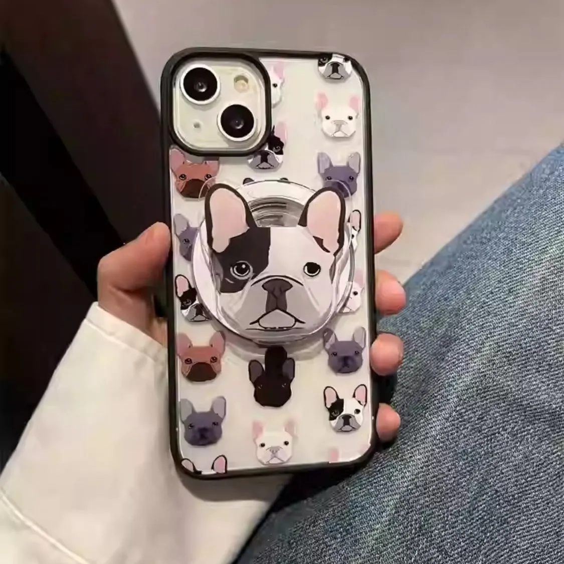 Charming French Bulldog iPhone Case - Multi-Color Puppies Design