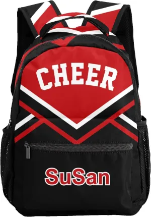Cheer Red Black Custom Causual Shoulder Bag Sports Leisure Camping Backpack for Women Men, 12.2(L)x5.9(W)x16.5(H)inch