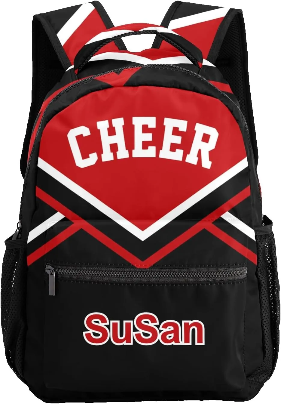 Cheer Red Black Custom Causual Shoulder Bag Sports Leisure Camping Backpack for Women Men, 12.2(L)x5.9(W)x16.5(H)inch