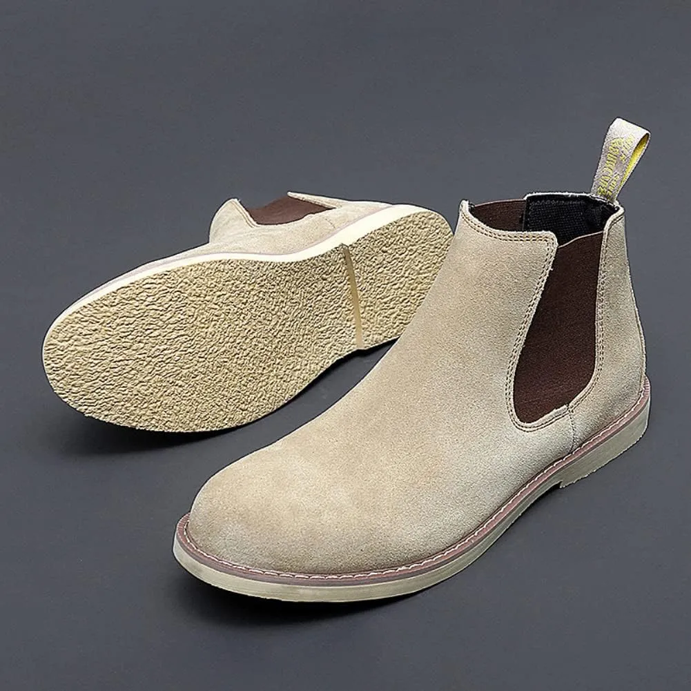 Chelsea Boots Men Suede Leather Casual Chukka Ankle Boots Classic Elastic Dress Ankle Boots for Men Outdoor Fashion Shoes