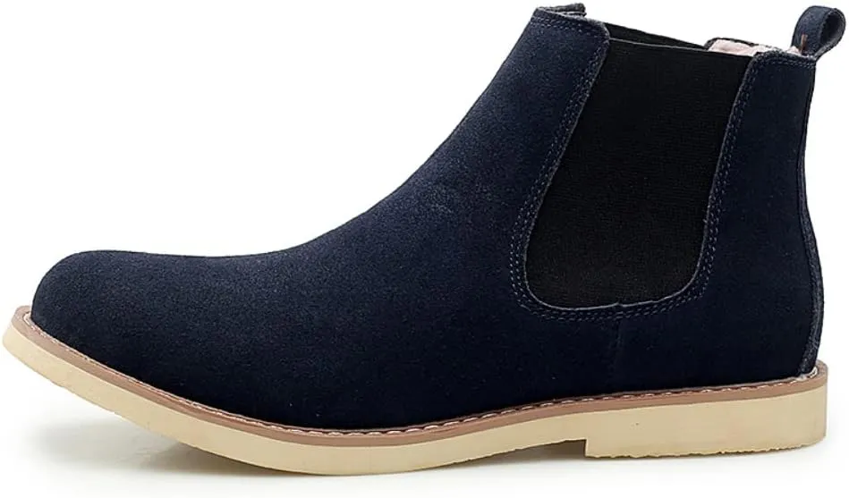 Chelsea Boots Men Suede Leather Casual Chukka Ankle Boots Classic Elastic Dress Ankle Boots for Men