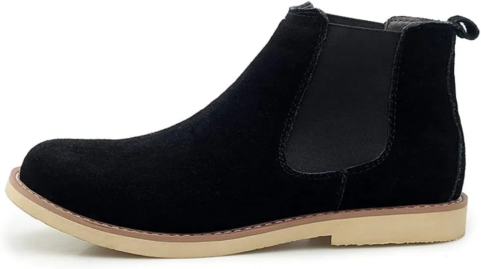 Chelsea Boots Men Suede Leather Casual Chukka Ankle Boots Classic Elastic Dress Ankle Boots for Men