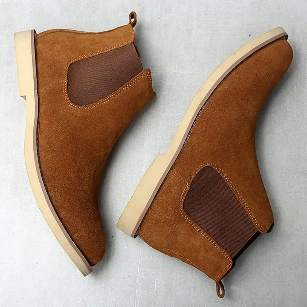 Chelsea Boots Men Suede Leather Casual Chukka Ankle Boots Classic Elastic Dress Ankle Boots for Men