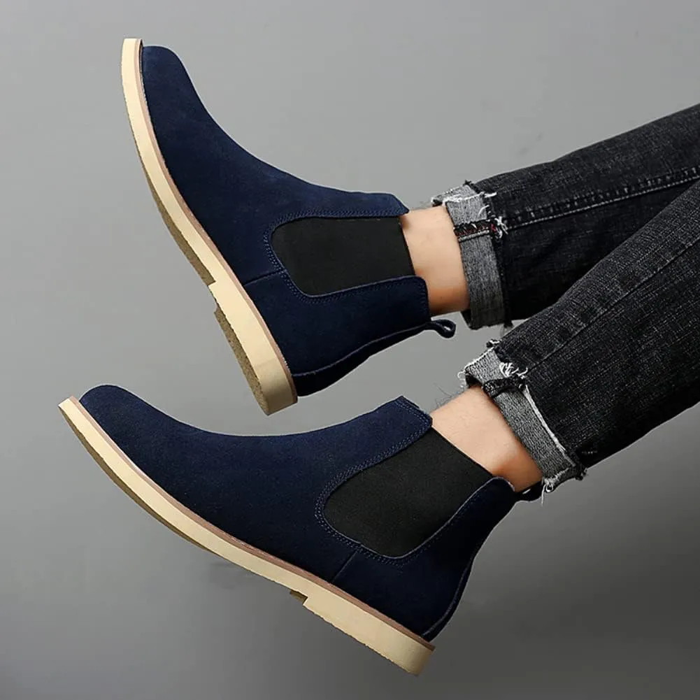 Chelsea Boots Men Suede Leather Casual Chukka Ankle Boots Classic Elastic Dress Ankle Boots for Men