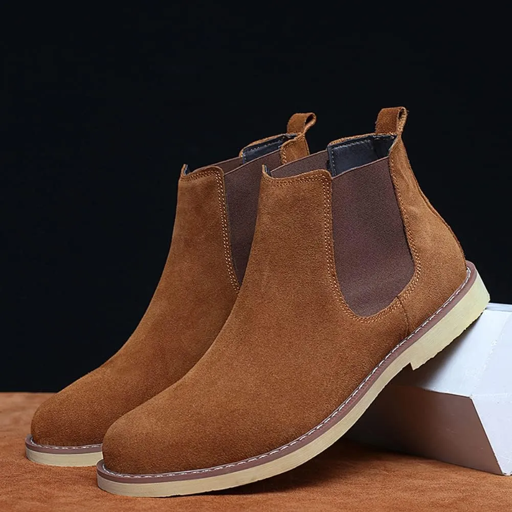 Chelsea Boots Men Suede Leather Casual Chukka Ankle Boots Classic Elastic Dress Ankle Boots for Men