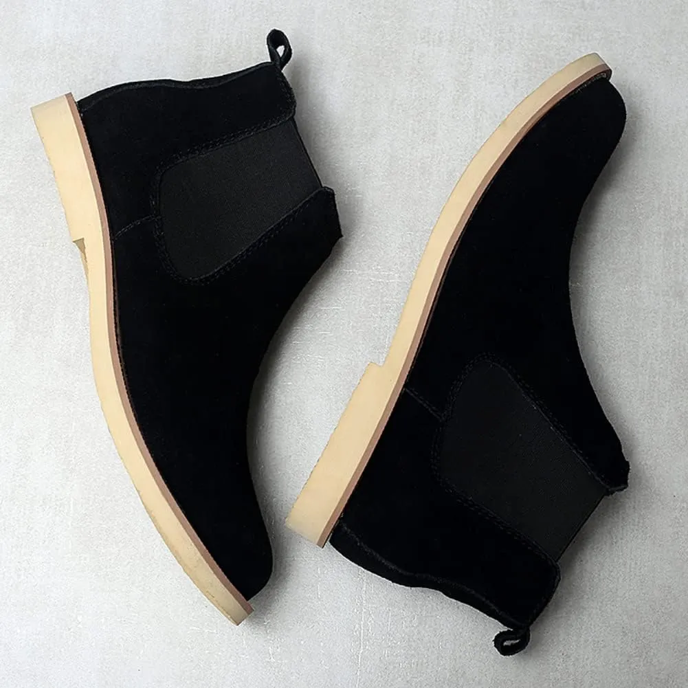 Chelsea Boots Men Suede Leather Casual Chukka Ankle Boots Classic Elastic Dress Ankle Boots for Men