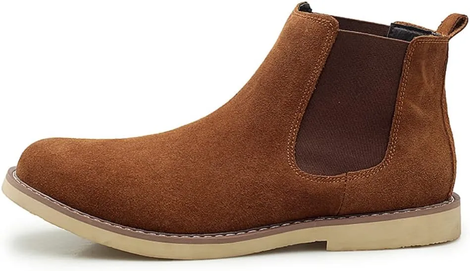 Chelsea Boots Men Suede Leather Casual Chukka Ankle Boots Classic Elastic Dress Ankle Boots for Men