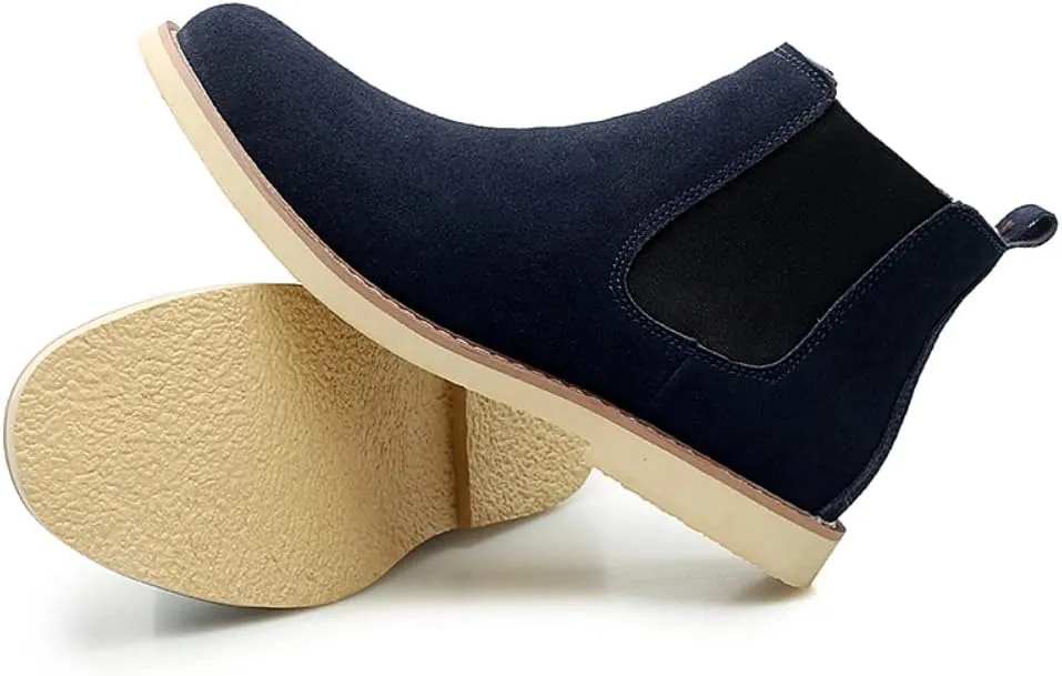 Chelsea Boots Men Suede Leather Casual Chukka Ankle Boots Classic Elastic Dress Ankle Boots for Men