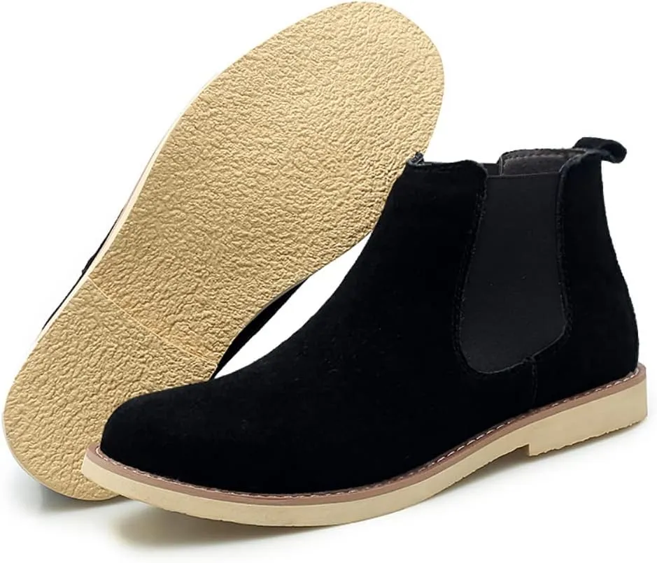 Chelsea Boots Men Suede Leather Casual Chukka Ankle Boots Classic Elastic Dress Ankle Boots for Men