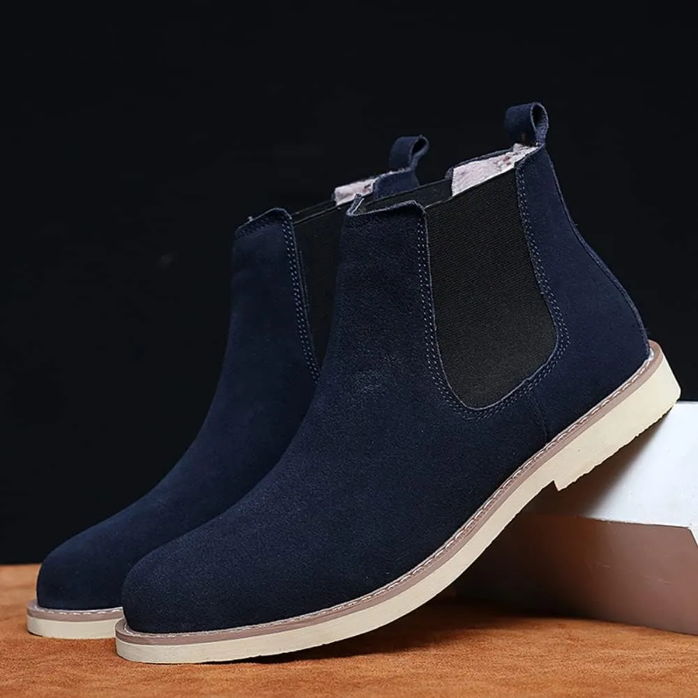 Chelsea Boots Men Suede Leather Casual Chukka Ankle Boots Classic Elastic Dress Ankle Boots for Men