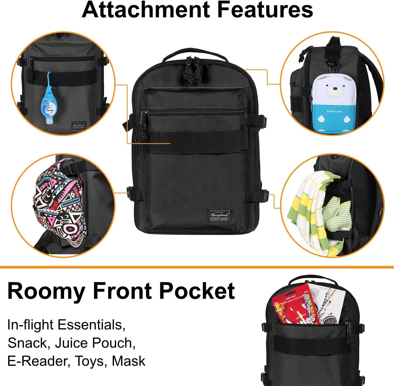 Child's Travel Backpack for Ages 3-6 | Lightweight Suitcase Style Carry-On | 10L Weekender with Tablet Sleeve & Chest Strap | All Black