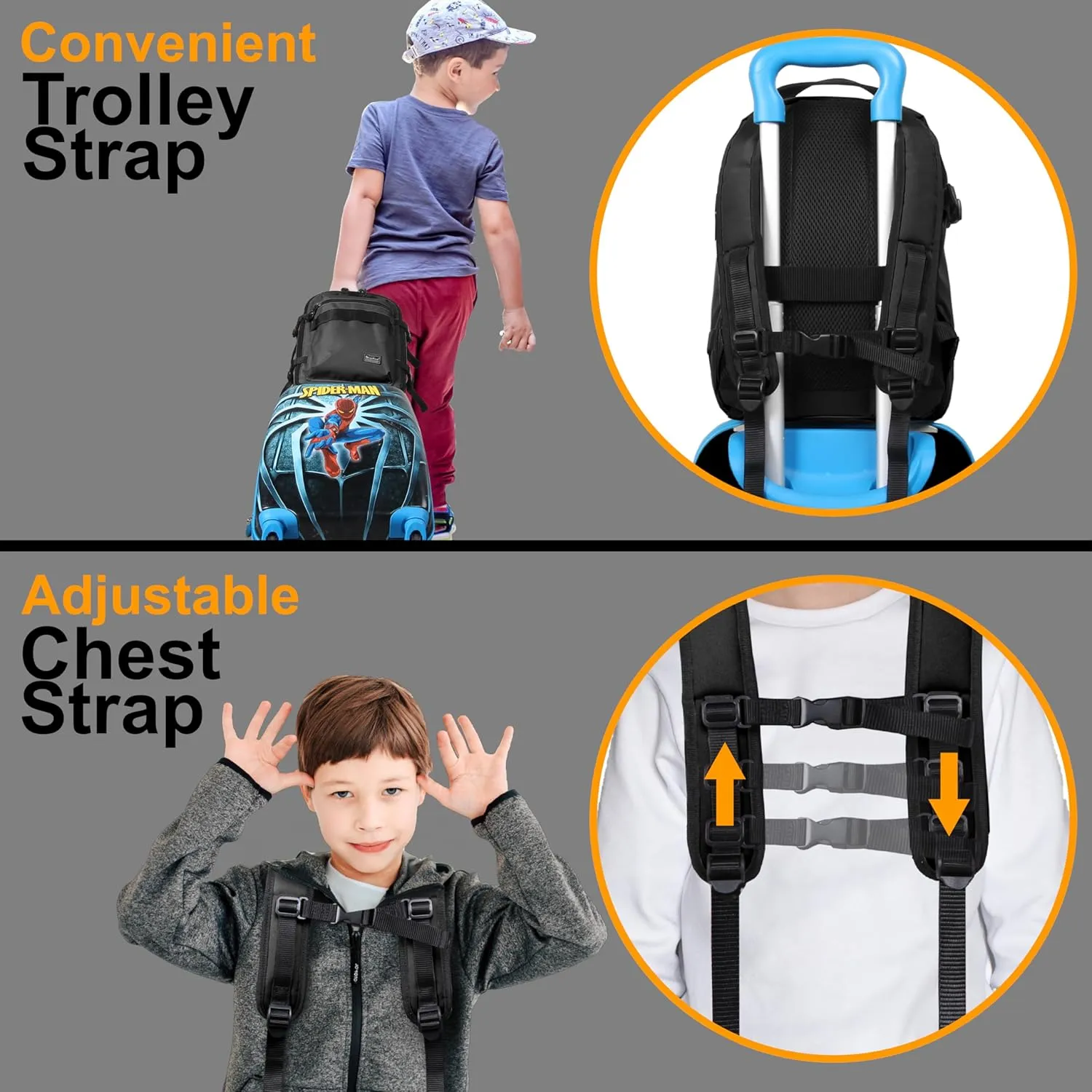Child's Travel Backpack for Ages 3-6 | Lightweight Suitcase Style Carry-On | 10L Weekender with Tablet Sleeve & Chest Strap | All Black