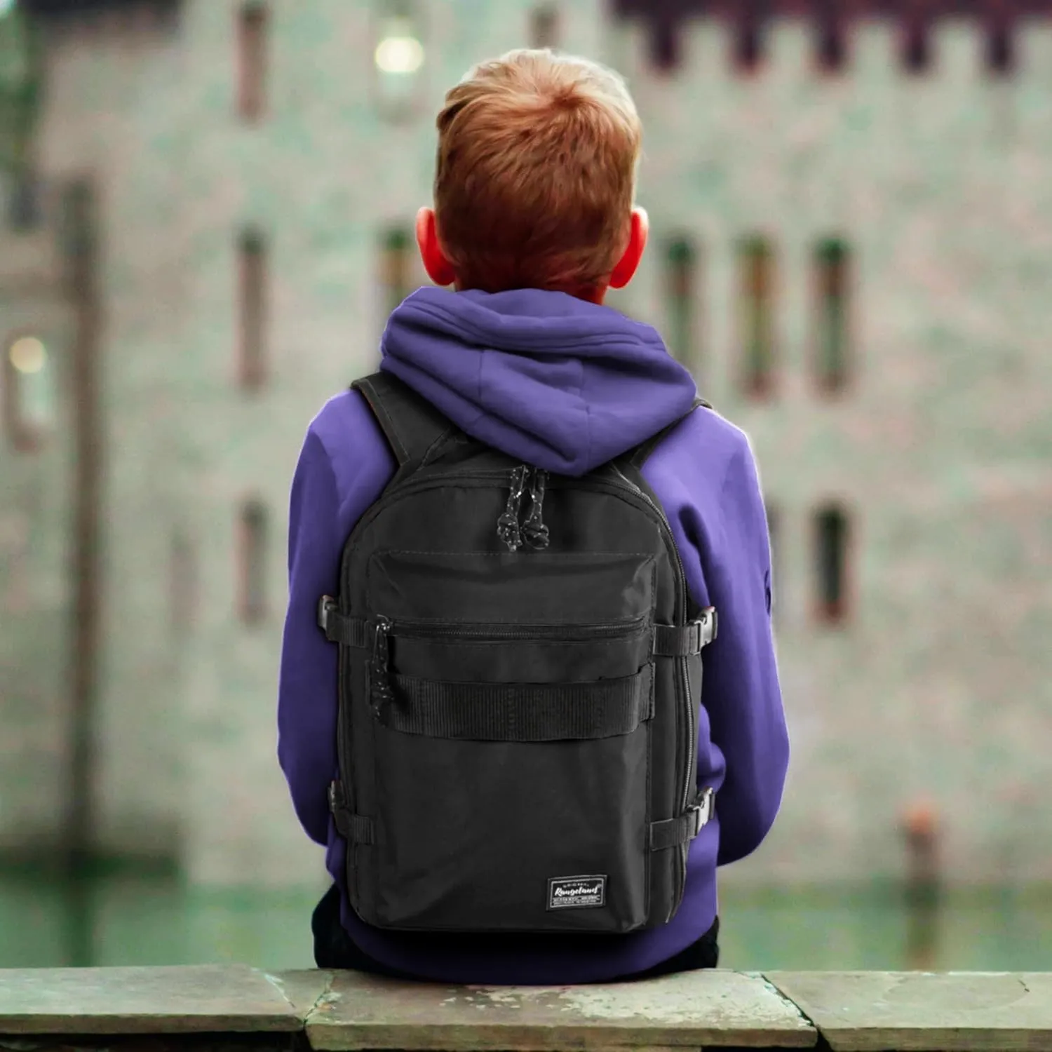 Child's Travel Backpack for Ages 3-6 | Lightweight Suitcase Style Carry-On | 10L Weekender with Tablet Sleeve & Chest Strap | All Black