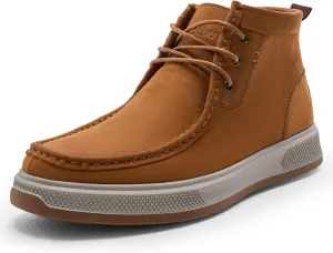 Chukka Boots for Men - Brown Leather Casual Boots - Ankle-High Lace-Up - Size 9