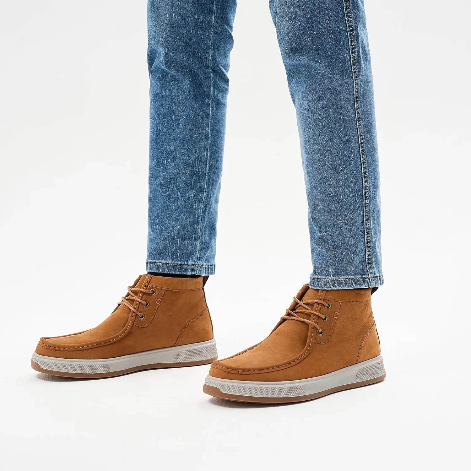 Chukka Boots for Men - Brown Leather Casual Boots - Ankle-High Lace-Up - Size 9