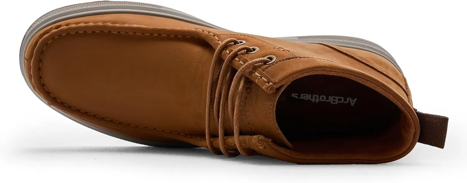 Chukka Boots for Men - Brown Leather Casual Boots - Ankle-High Lace-Up - Size 9