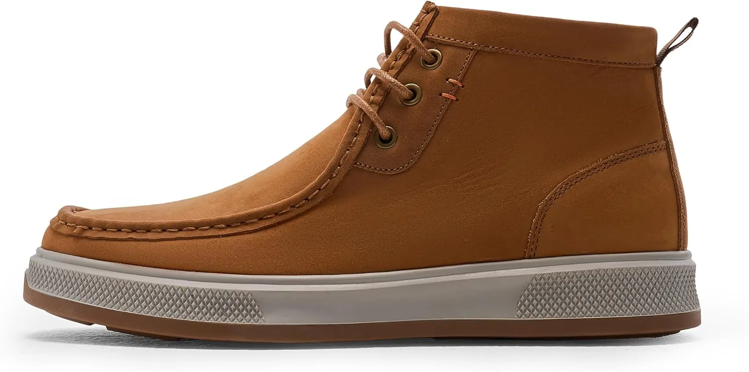 Chukka Boots for Men - Brown Leather Casual Boots - Ankle-High Lace-Up - Size 9