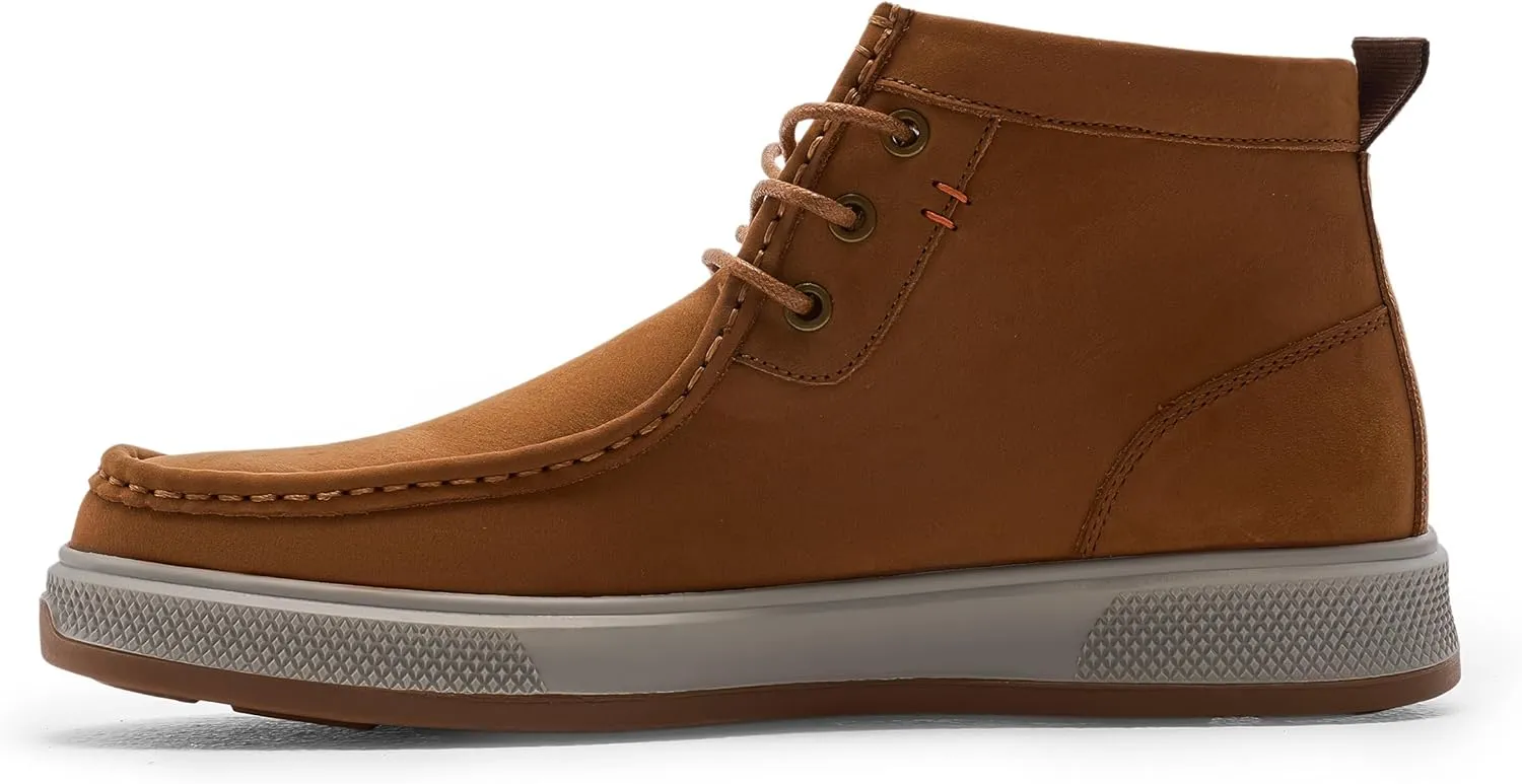Chukka Boots for Men - Brown Leather Casual Boots - Ankle-High Lace-Up - Size 9