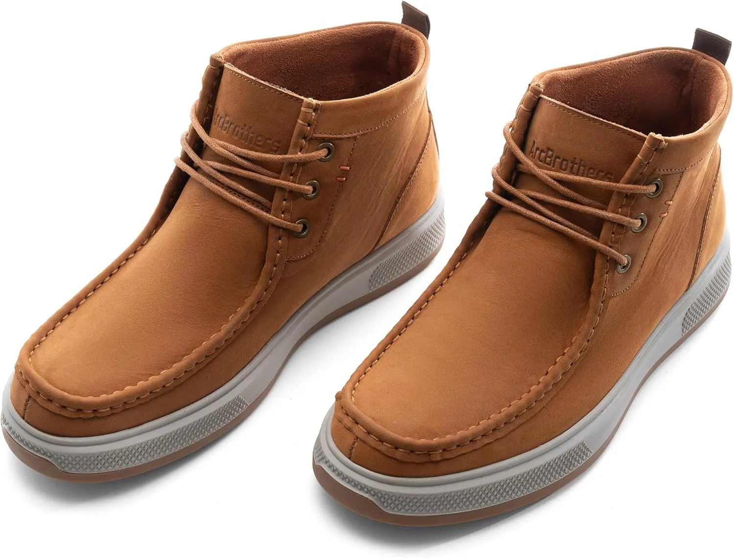 Chukka Boots for Men - Brown Leather Casual Boots - Ankle-High Lace-Up - Size 9