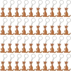 CiciBear 40 Pack Keychains Party Favors for Kangaroo Birthday Baby Shower Woodland Animals Party, Goodie Bag Stuffer, Kids Birthday, Carnival Rewards