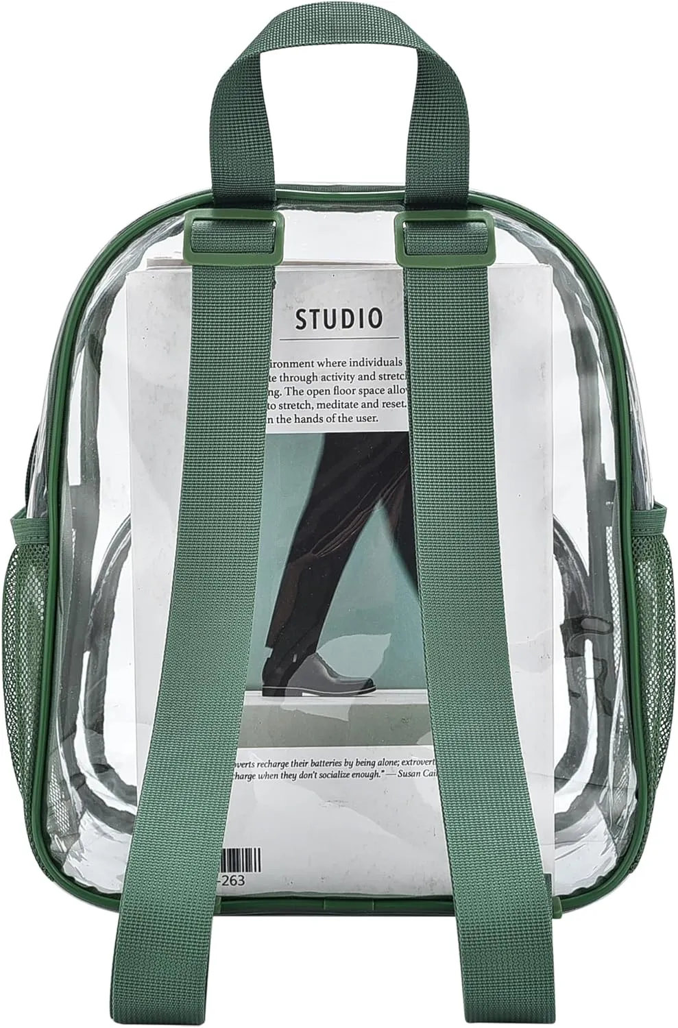 Clear Backpack for Stadium Events Clear Backpack 12x12x6 with Front Pocket for Concert Sport Fashion Women Backpack Events Work Travel(Forest green)