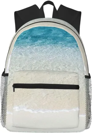 Clear Sea Water White Sand Beach Print Shoulder Bag, Lightweight Shoulder Bag, Travel Bag, Hiking Backpack, Cute Shoulder Bag