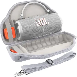 co2CREA Case for JBL Charge 6 Waterproof Portable Bluetooth Speaker, Hard Travel Bag with Detachable Shoulder Strap (White Case)