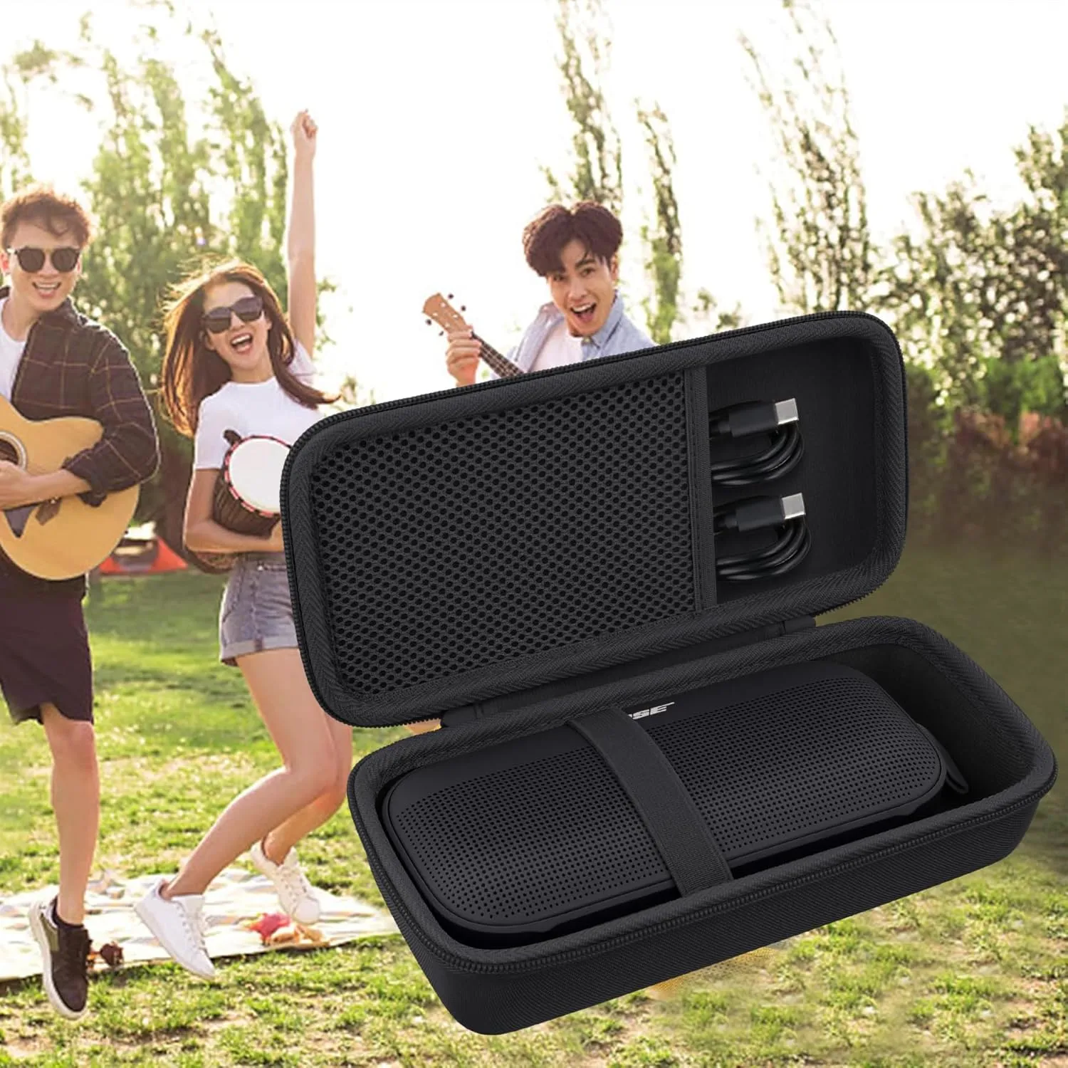 co2CREA Hard Travel Case Replacement for Bose New SoundLink Flex 2nd Gen/Bose SoundLink Flex Bluetooth Portable Speaker (Black Case)