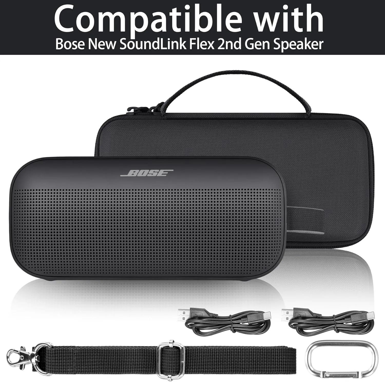 co2CREA Hard Travel Case Replacement for Bose New SoundLink Flex 2nd Gen/Bose SoundLink Flex Bluetooth Portable Speaker (Black Case)