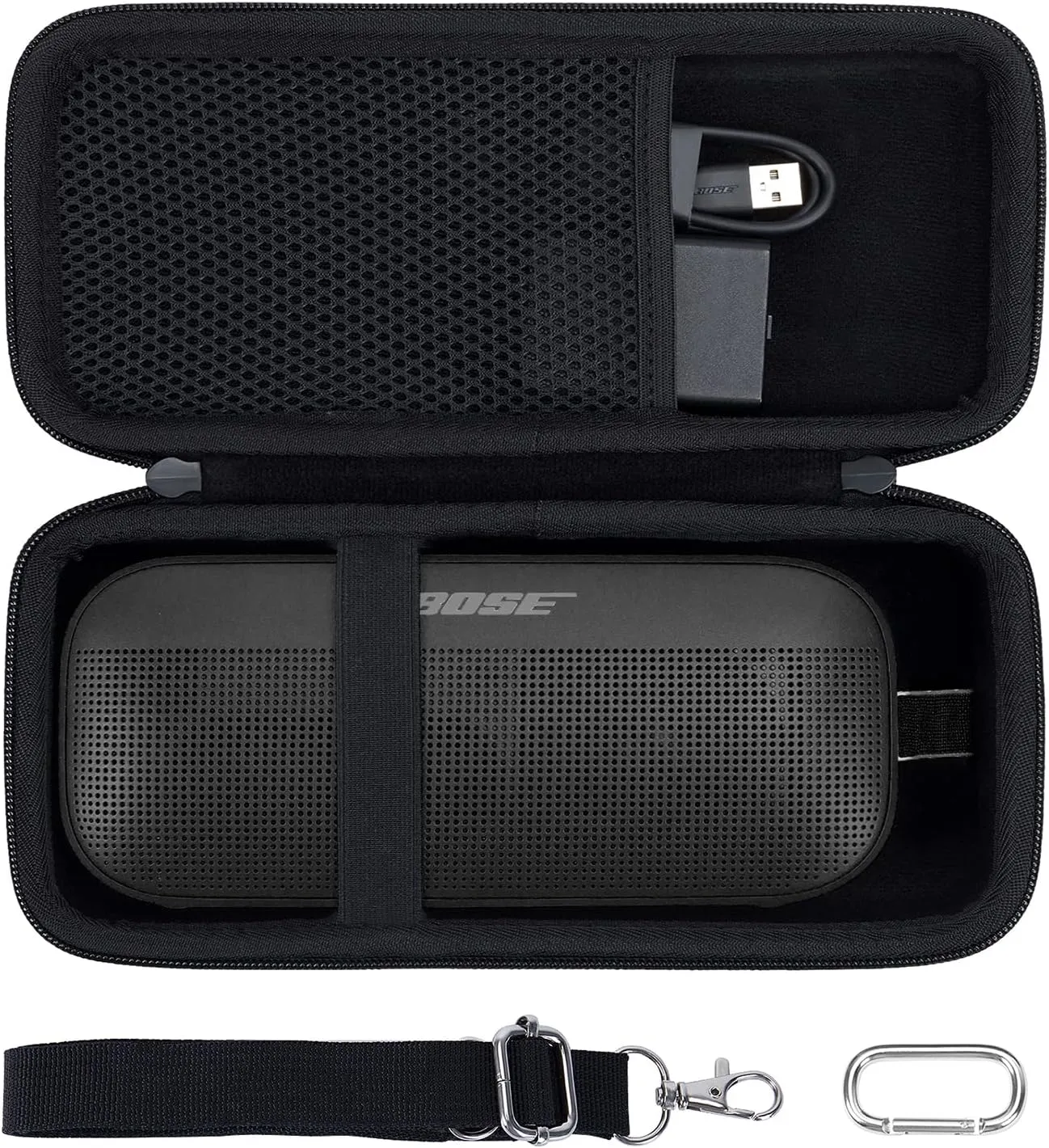 co2CREA Hard Travel Case Replacement for Bose New SoundLink Flex 2nd Gen/Bose SoundLink Flex Bluetooth Portable Speaker (Black Case)