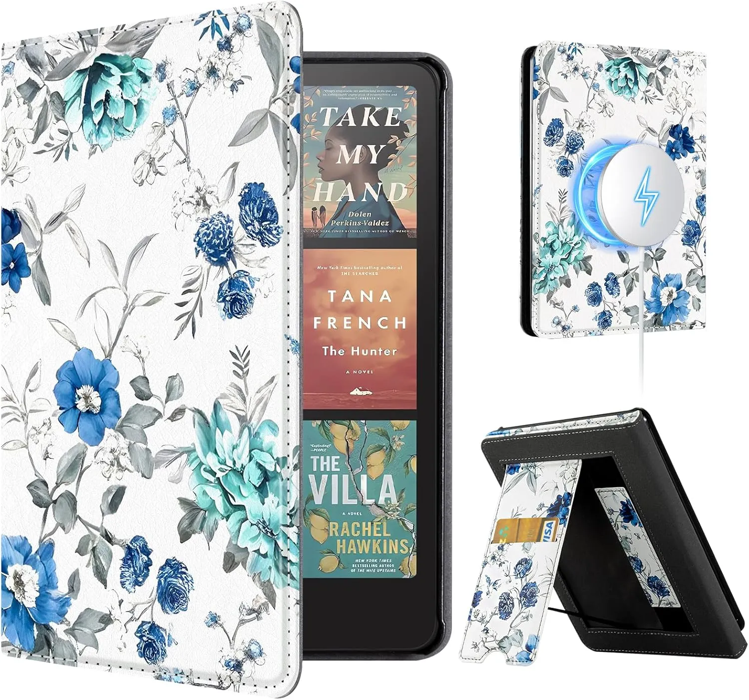 CoBak Stand Case for 7" Kindle Paperwhite 12th Gen 2024 and Kindle Colorsoft with Hand Strap - Compatible with iPhone MagSafe, for Samsung/Belkin/Anker Wireless Charging Pads, Durable, Auto Sleep Wake