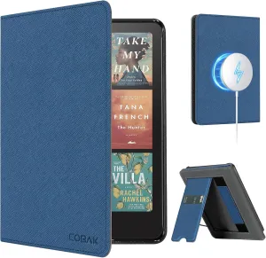 CoBak Stand Case for 7" Kindle Paperwhite 12th Gen 2024 and Kindle Colorsoft with Hand Strap - Compatible with iPhone MagSafe, for Samsung/Belkin/Anker Wireless Charging Pads, Durable, Auto Sleep Wake