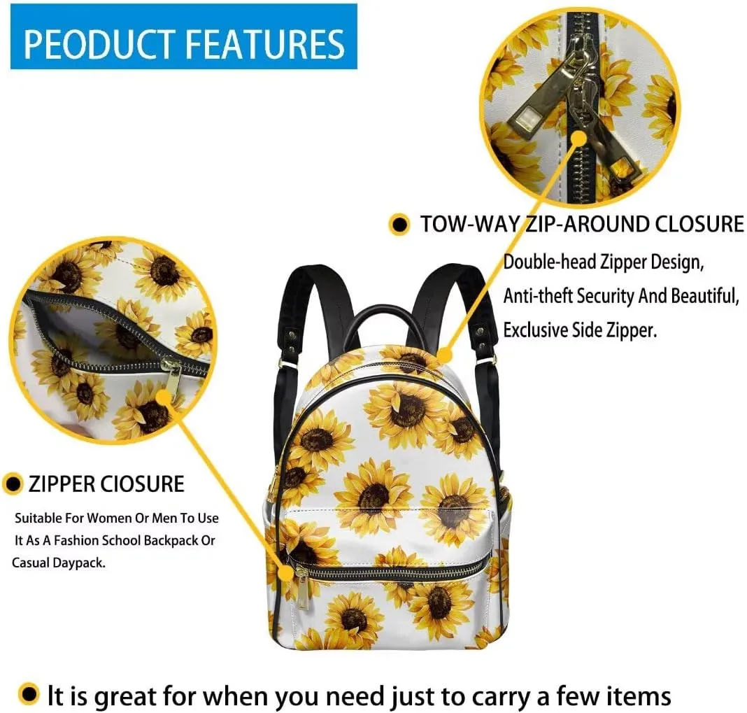 Coldinair Cat Floral Backpack for Women Small Lightweight Backpack Purse for Women Mini Leather Shoulder Bag Anti-theft Travel Backpack Purse Lightweight Casual Daypack Rucksack for Men Kids