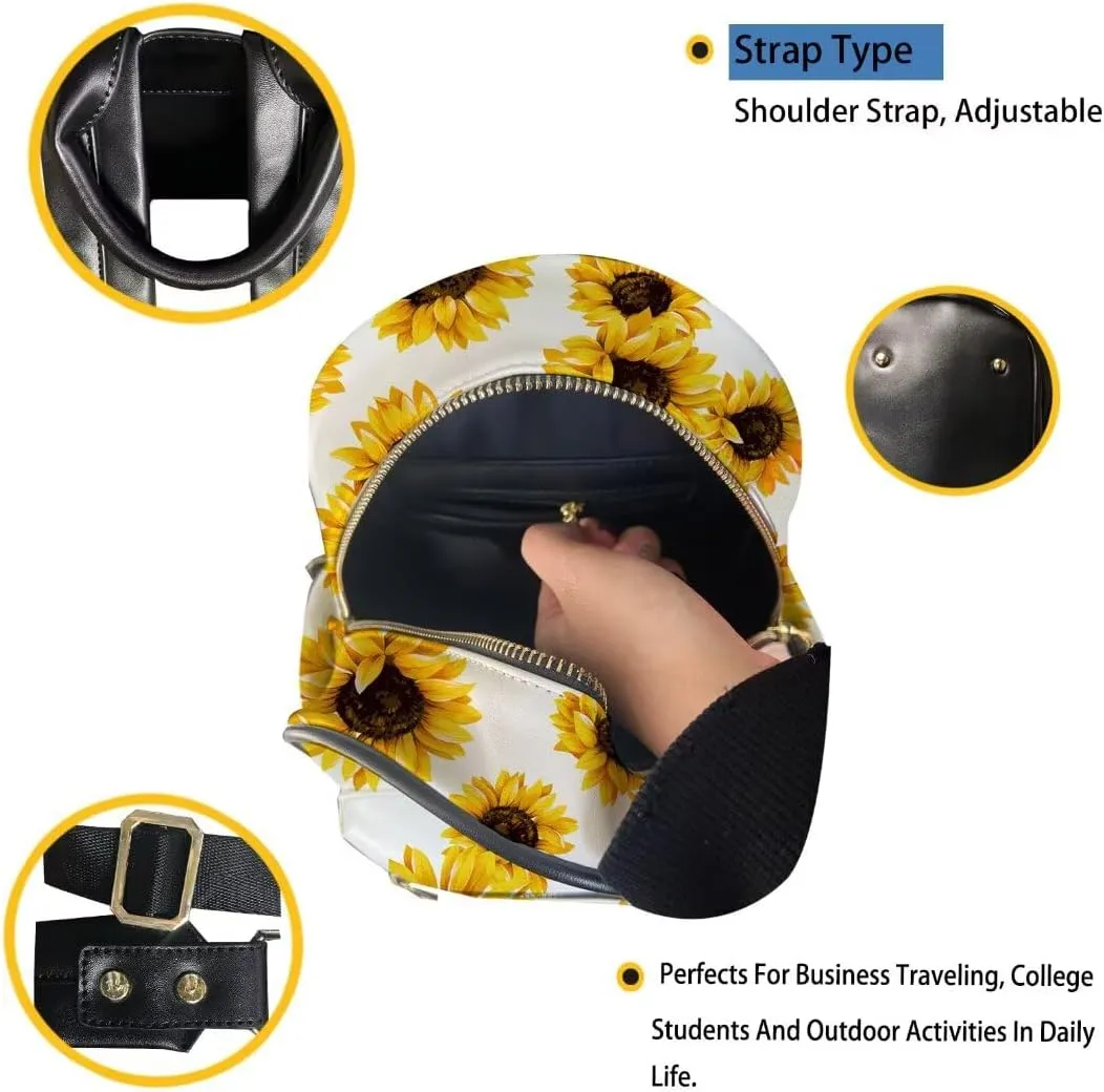 Coldinair Cat Floral Backpack for Women Small Lightweight Backpack Purse for Women Mini Leather Shoulder Bag Anti-theft Travel Backpack Purse Lightweight Casual Daypack Rucksack for Men Kids