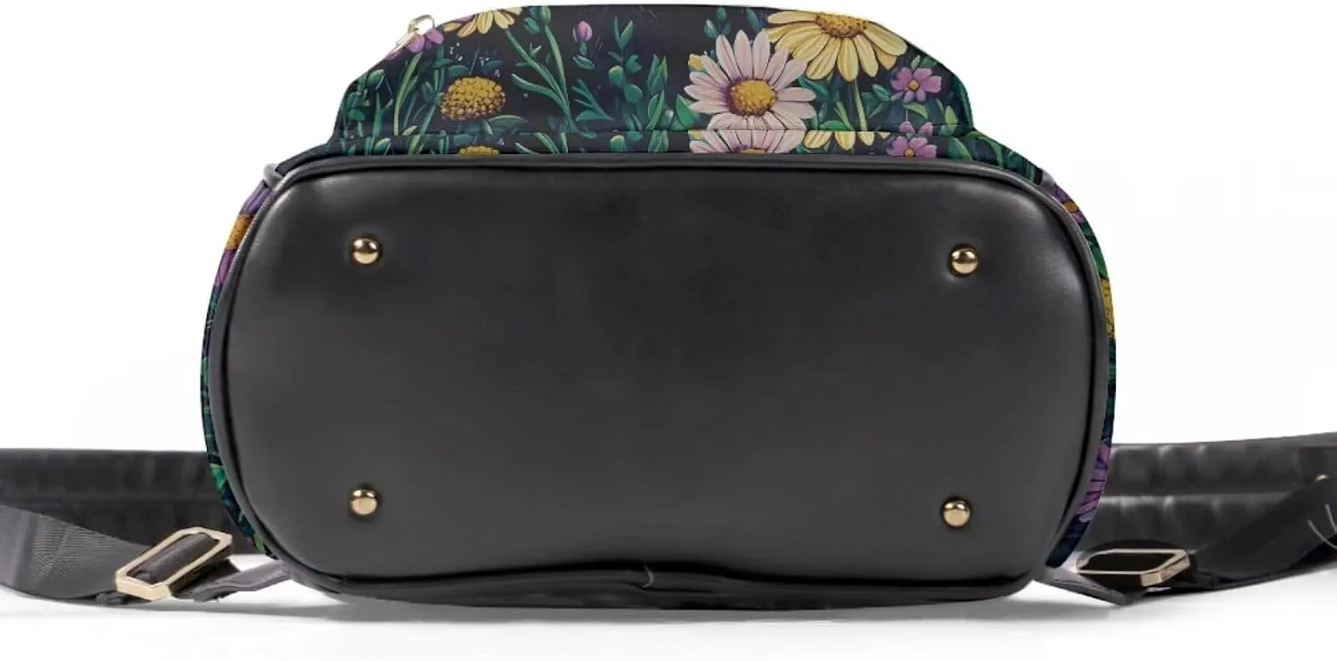 Coldinair Cat Floral Backpack for Women Small Lightweight Backpack Purse for Women Mini Leather Shoulder Bag Anti-theft Travel Backpack Purse Lightweight Casual Daypack Rucksack for Men Kids
