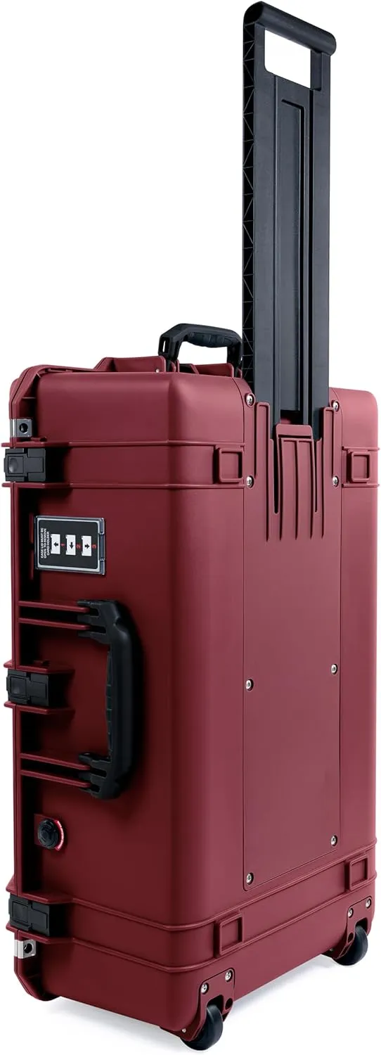 ColorCase Pelican 1595 Case OxBlood - Large Sized Waterproof Case with Combo Pouch Lid Organizer- Black Handles & Latches