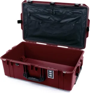 ColorCase Pelican 1595 Case OxBlood - Large Sized Waterproof Case with Combo Pouch Lid Organizer- Black Handles & Latches
