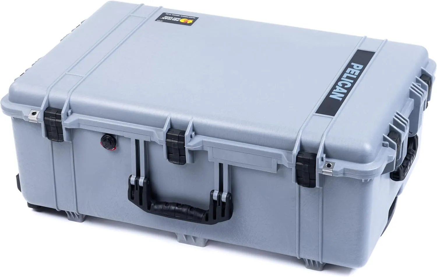 ColorCase Pelican 1650 Case Silver - Large Sized Rolling Waterproof Case with Pick & Pluck Foam & Convoluted Lid Foam - Black Handles & Latches