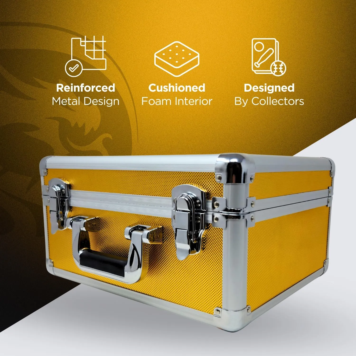 Compact Metal Slab Case – Holds 99 Graded Sports and Trading Cards – Durable Aluminum Storage Box for PSA, BGS, CGC Slabs – XL-99 Gold