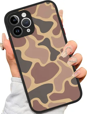 Compatible for iPhone 11 Case, Aesthetic FrogSkin Camo Vintage Camouflage Phone Case Art Thin Soft Black TPU  Tempered Mirror Protective Case (for iPhone 11), Brown