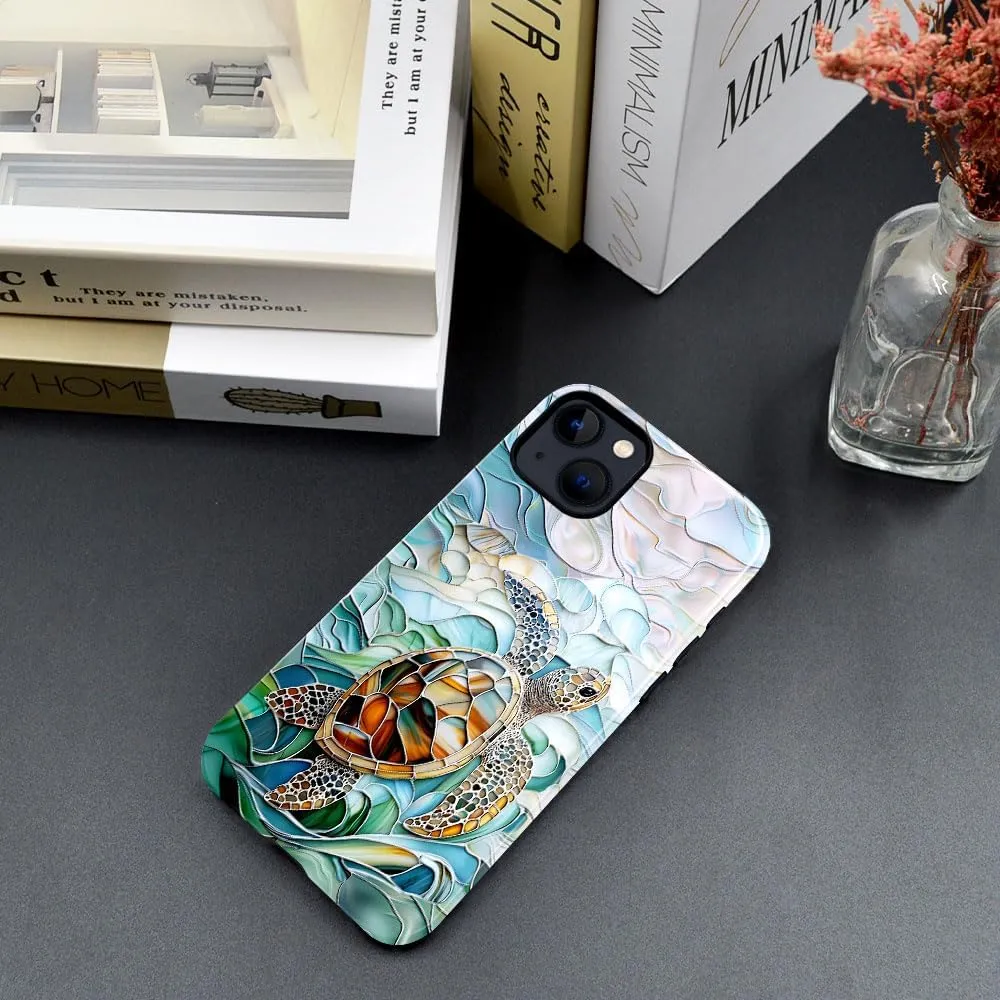 Compatible with iPhone 14,Anti-Scratch Glossy Case Cover,Turtle Blue Green Sea