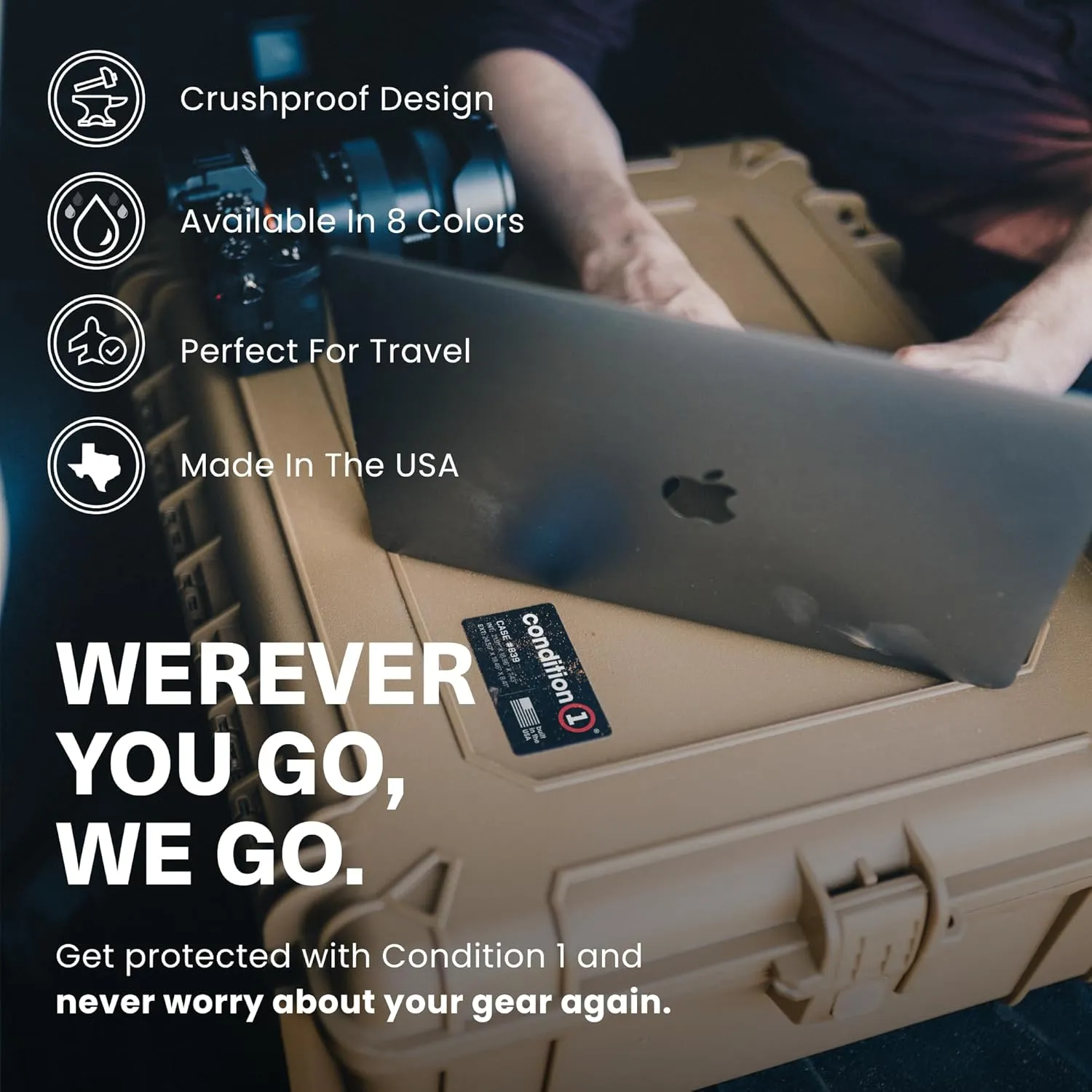 Condition 1 25" Large Waterproof Hard Case Model 839 with Foam, Portable Protective Storage Box for Travel, Hunting, Military, Tactical, Made in USA, 24.50"x 19.46"x8.41" Gun Metal Gray