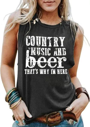 Country Music Tank Tops Women Letter Print Country Music Festival Tank Tops Funny Summer Sleeveless Vacation Tank