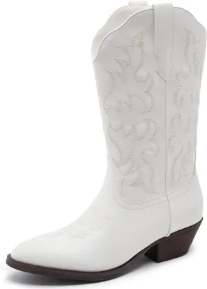 Cowboy Boots for Women - Classic Embroidery Traditional Style Cowgirl Boots, Comfortable Western Boots