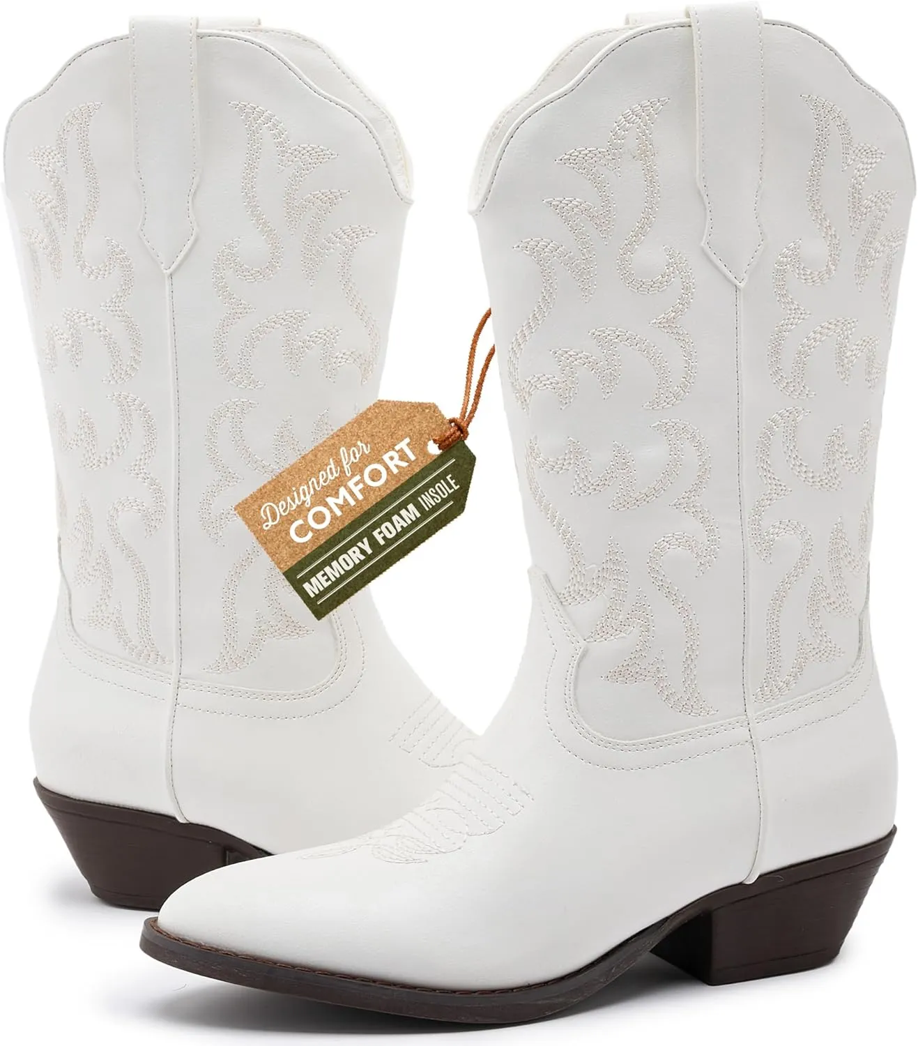 Cowboy Boots for Women - Classic Embroidery Traditional Style Cowgirl Boots, Comfortable Western Boots
