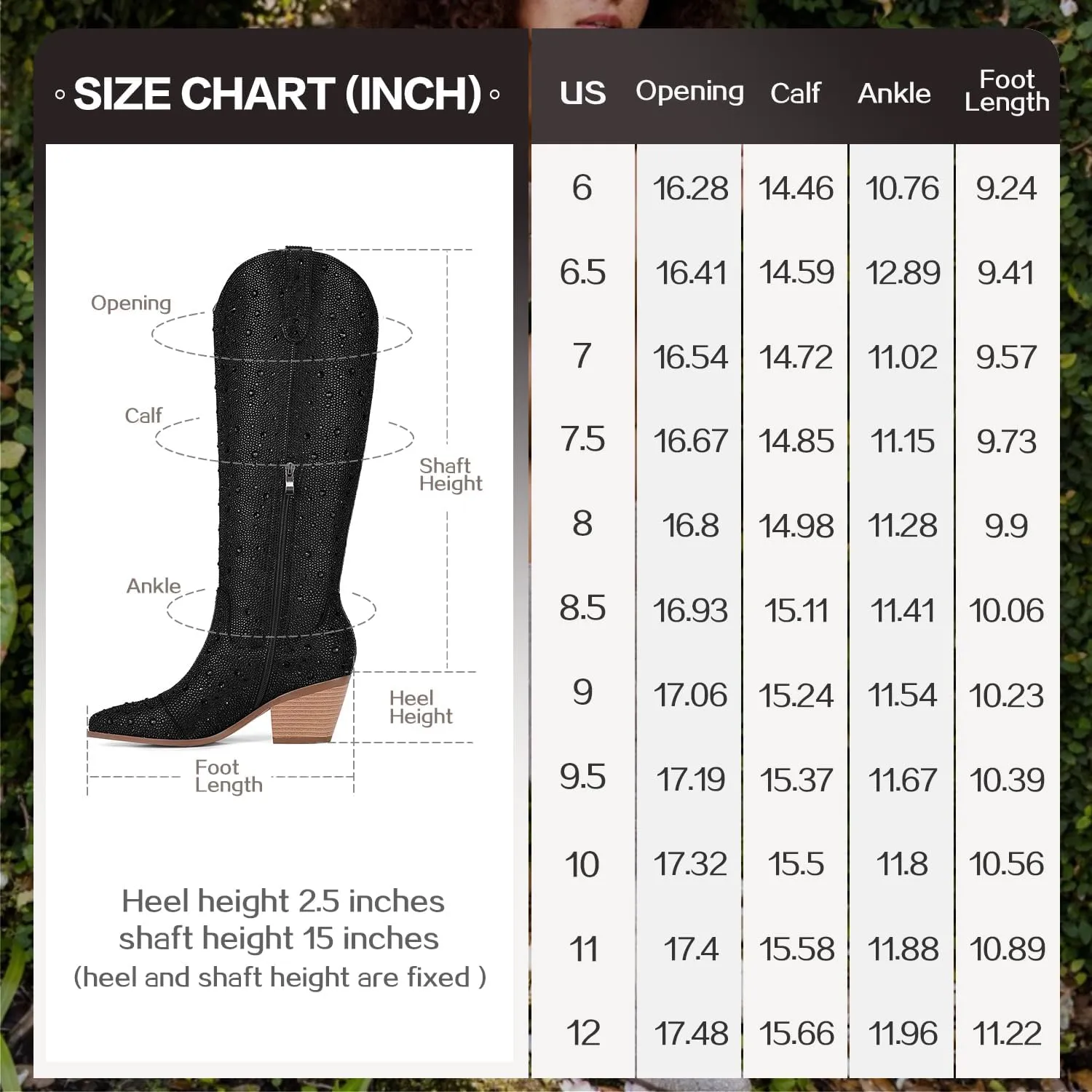 Cowgirl Ankle Boots Cowboy Boots for Women Western Booties Rhinestone Chunky Heel Fashion Comfortable Side Zipper