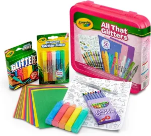 Crayola All That Glitters Art Case (50 pcs), Glitter Crayons & Coloring Supplies, Kids Art Set, Gifts for Girls & Boys, Ages 5 
